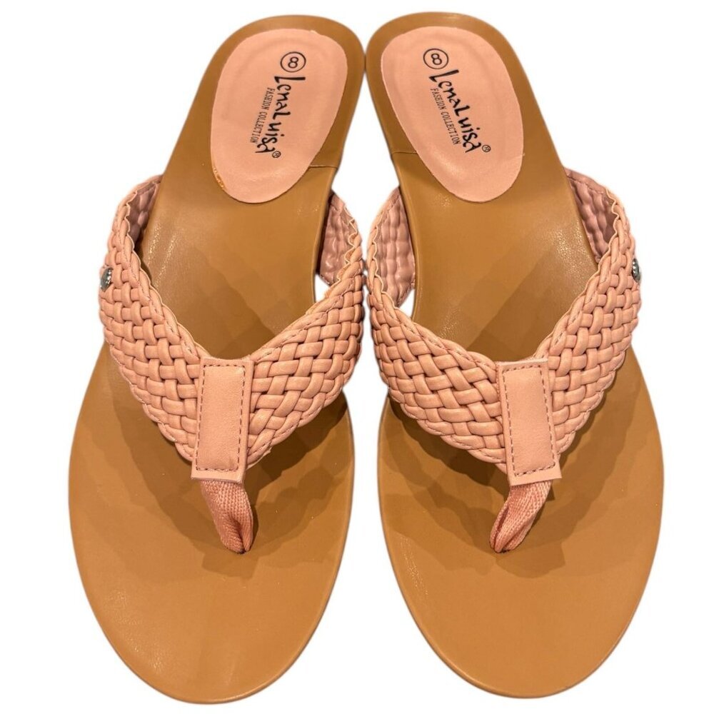 Lena Luisa Braided Flip Flops | Wedge Thong Sandals | Peach NWB |‎ Women’s 8 - Picture 2 of 5